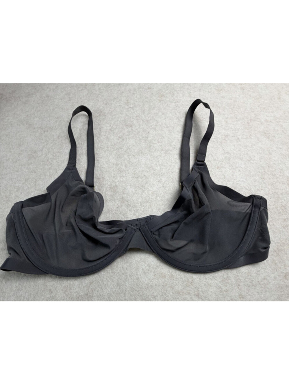 Cuup Black Plunge Underwire Bra 36C Sheer Mesh Back Closure Classic